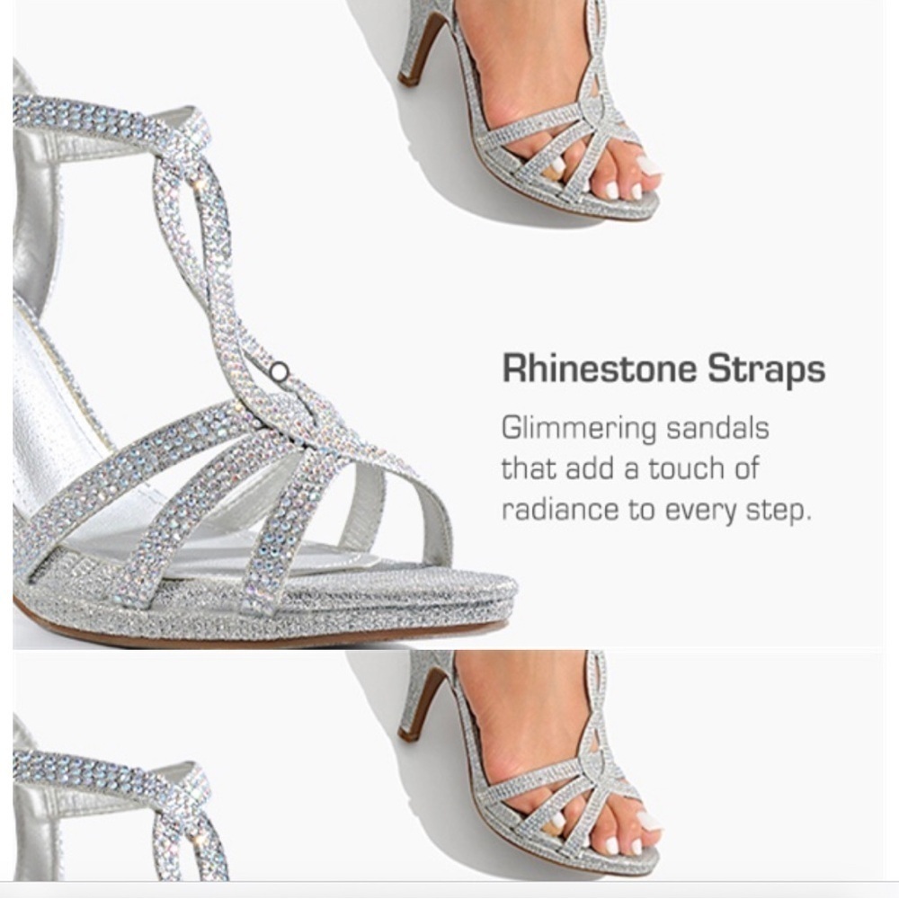 NIB My Soft Silver  diamond accent open toes heels Size 10 ♥️🌸🌹